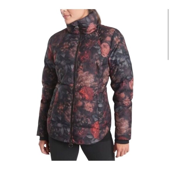 Athleta Downtown Down Floral Printed Puffer‎ Jacket Size Small - Picture 1 of 12